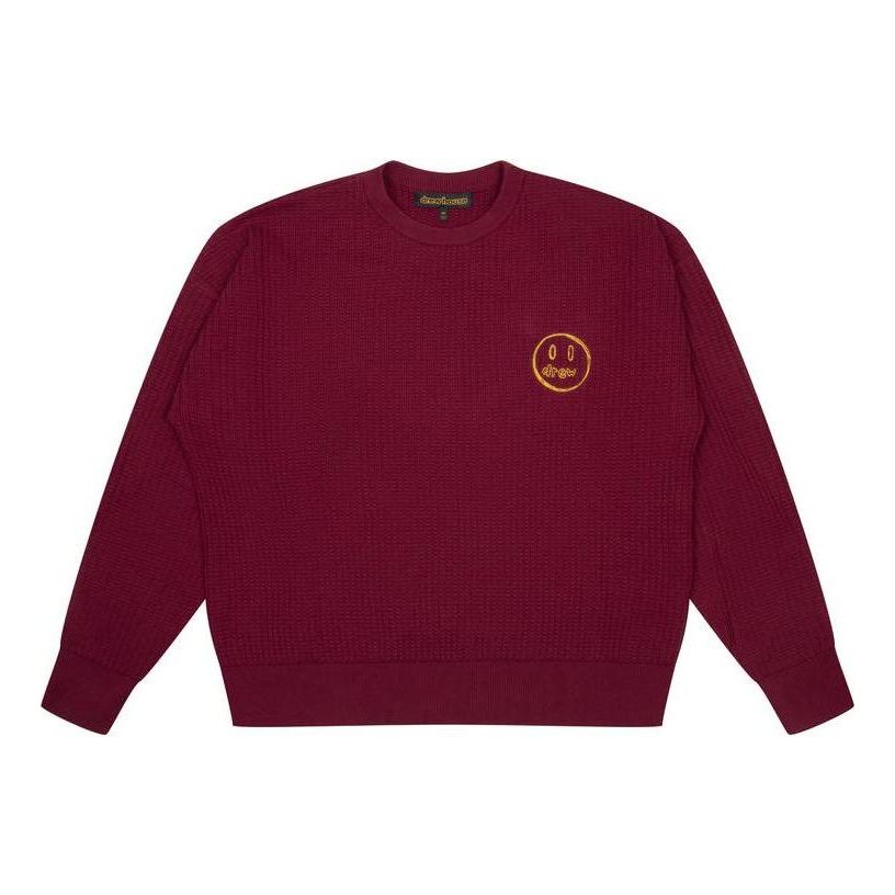 Drew House Sketch Mascot Waffle Sweater 'Burgundy' DW-FW22-558