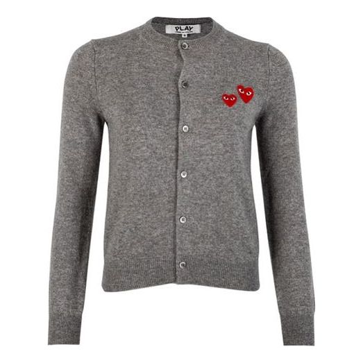 (WMNS) COMME des GARCONS PLAY Cardigan With Double Emblems 'Grey' AZ-N071-051-1