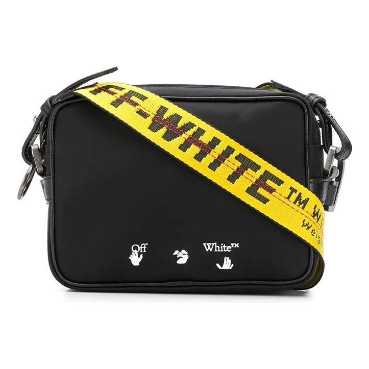 Off-White Logo Printing Shoulder Bag Men Black/Yellow OMNA049E20FAB0011001
