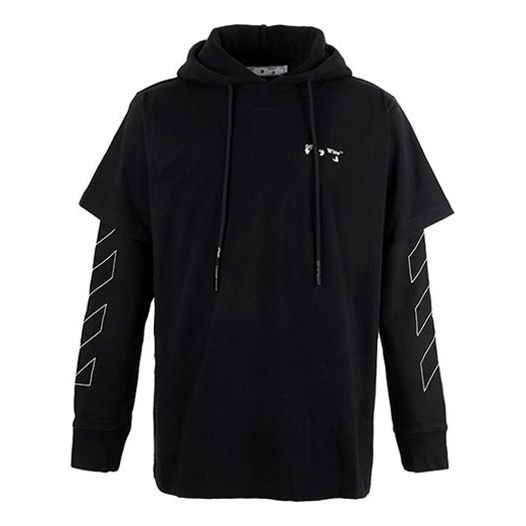 Off-White Stripe Logo Printing Sleeve Loose Fit Black OMBB051F20FLE0011001