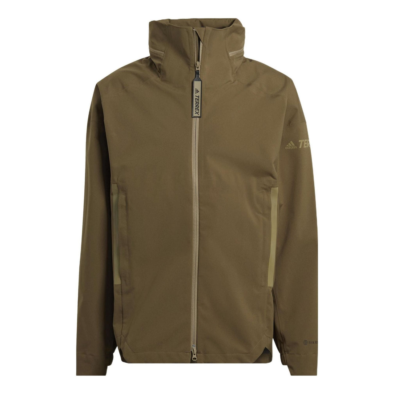 Men's adidas Terrex C Myshelter.R Waterproof Sports Outdoor Hooded Jacket Dark Olive Green H65698