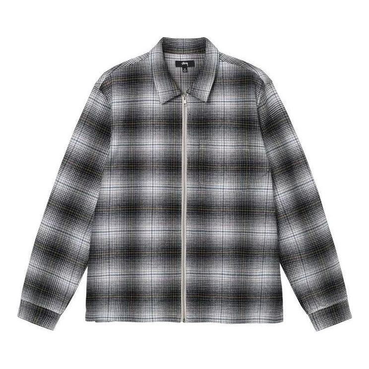 Stussy Paul Shadow Plaid Zip Shirt 'Black White' 1110238