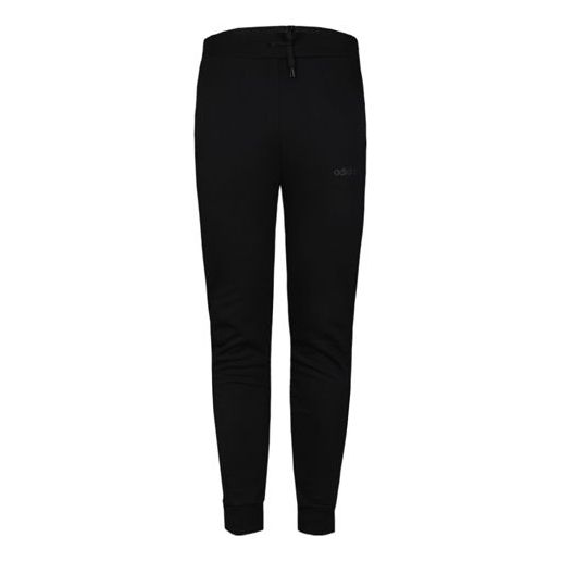 adidas neo M Esntl 3S Contrasting Colors Stripe Sports Pants Black FP7449
