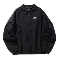 Nike SB Skateboard Sports Long Sleeves Woven Logo Jacket Black CV4306-010