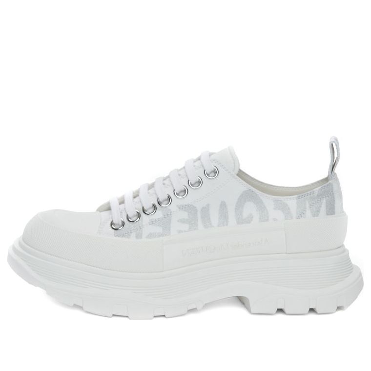 (WMNS) Alexander McQueen Tread Slick Low Lace Up Canvas Graffiti 'White Grey' 676711W4RQ29071