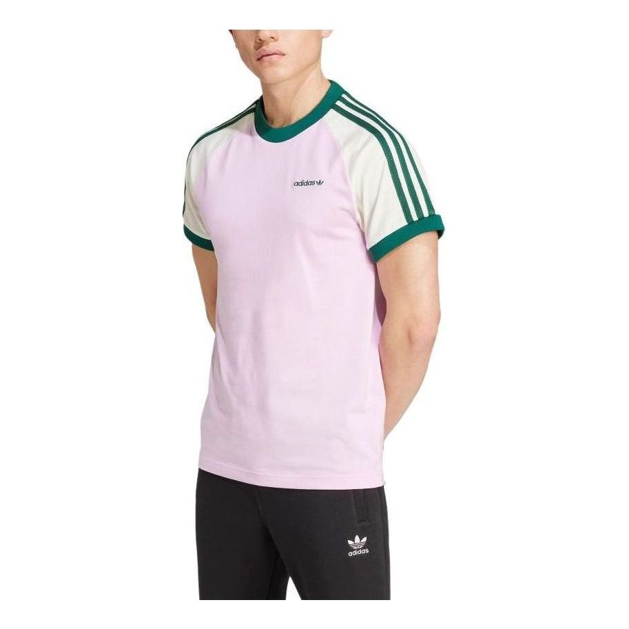 adidas 80s Premium 3-Stripes T-Shirt Asia Sizing 'Pink Green' JC6513