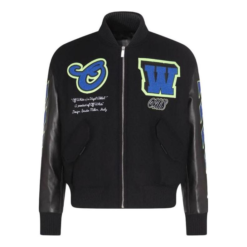 Off-White logo-patch Varsity Jacket  OMJA104S23LEA0011069