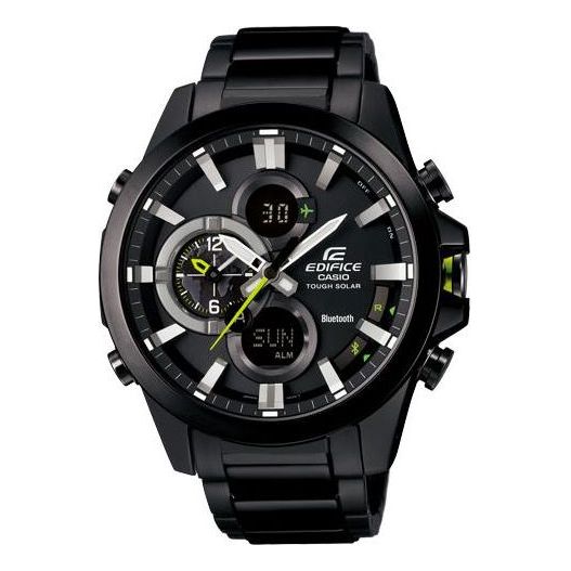 Men's CASIO EDIFICE Series Stylish Waterproof Quartz Movement Resin Strap Watch Black Mens ECB-500DC-1