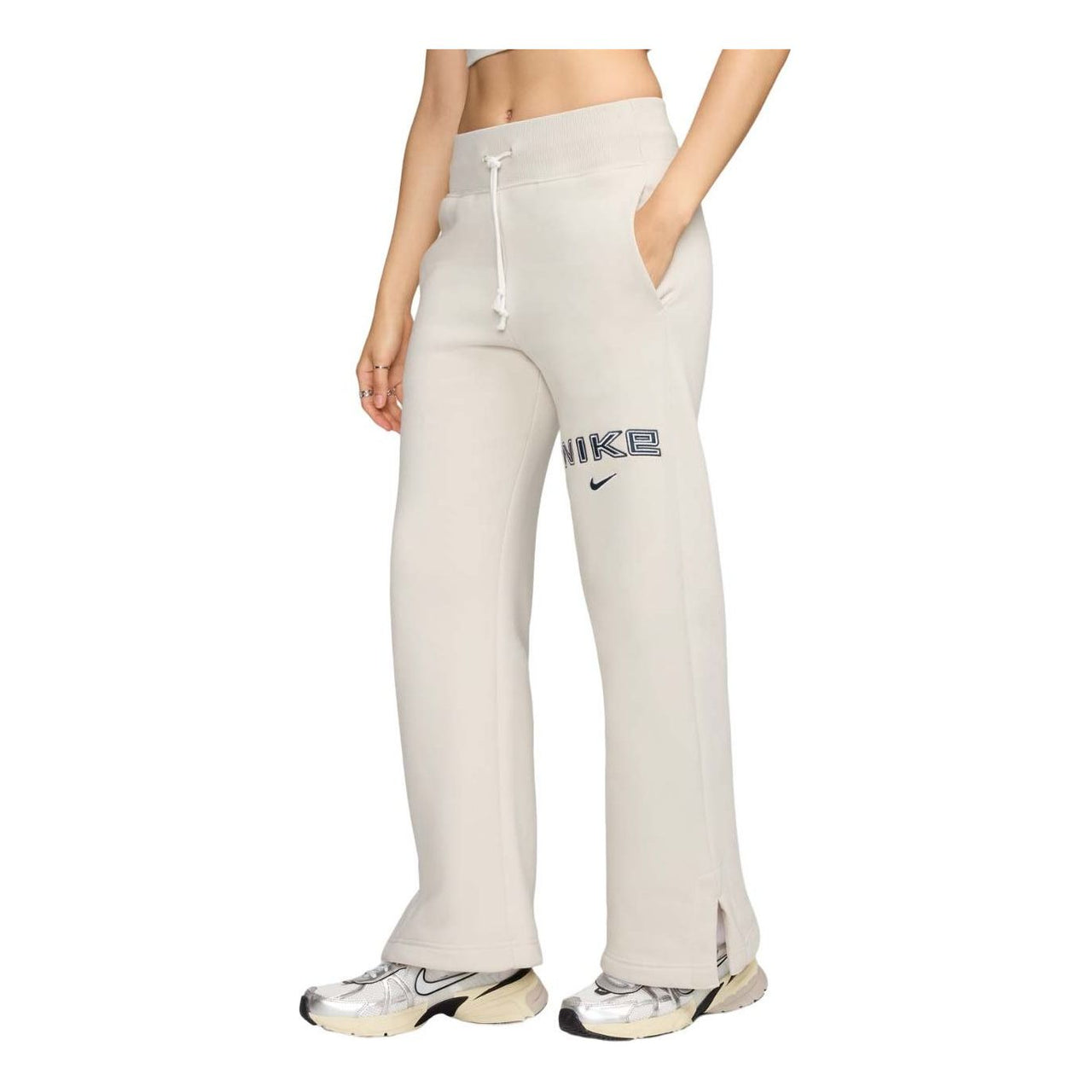 (WMNS) Nike Sportswear Phoenix Fleece High Waisted Wide Leg Logo Pants Asia Sizing 'Light Orewood Brown' FV7685-104