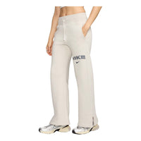 (WMNS) Nike Sportswear Phoenix Fleece High Waisted Wide Leg Logo Pants Asia Sizing 'Light Orewood Brown' FV7685-104