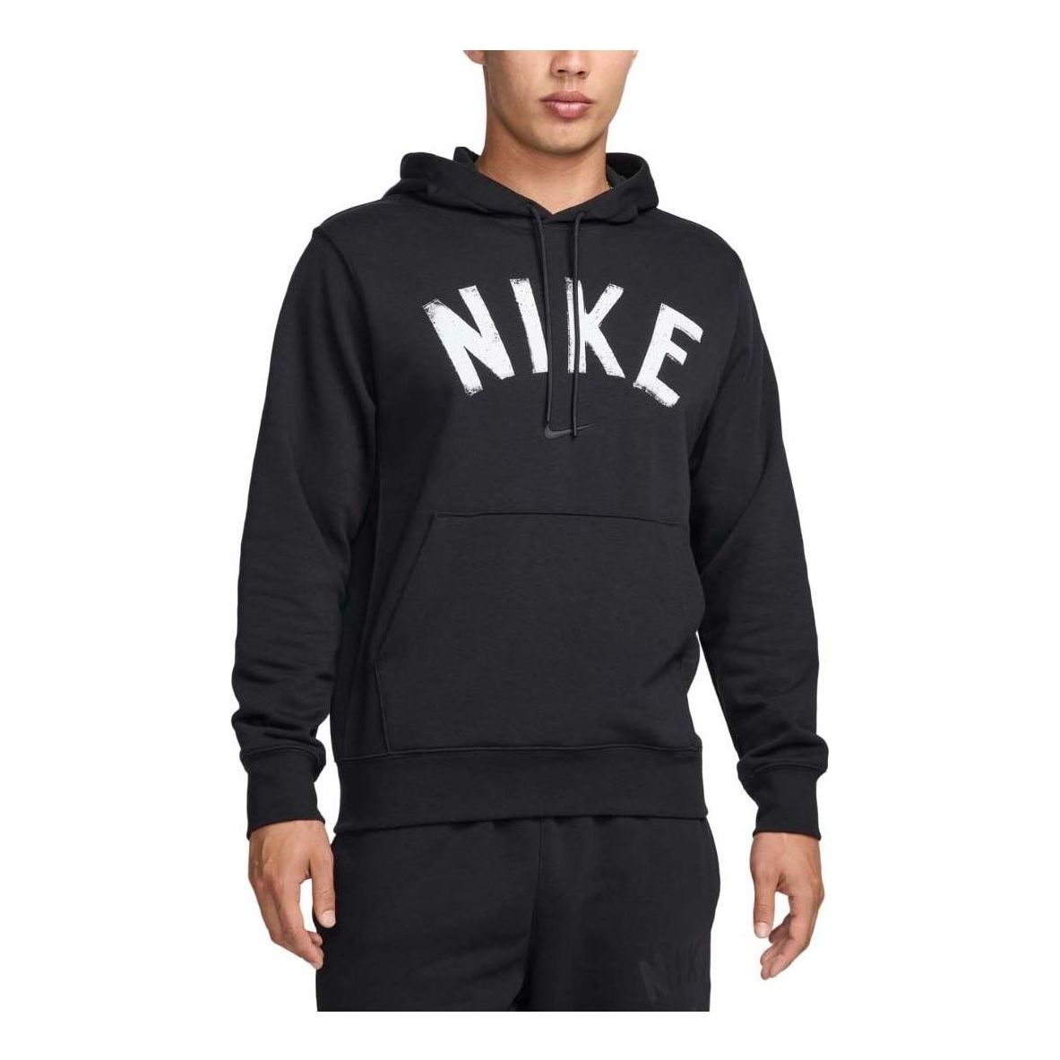 Nike Swoosh Dri-FIT French Terry Pullover Fitness Hoodie Asia Sizing 'Black White' FV9920-010