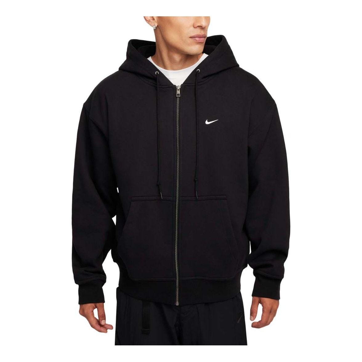 Nike Solo Swoosh Thermal Full-Zip Hoodie 'Black White' FZ1165-010