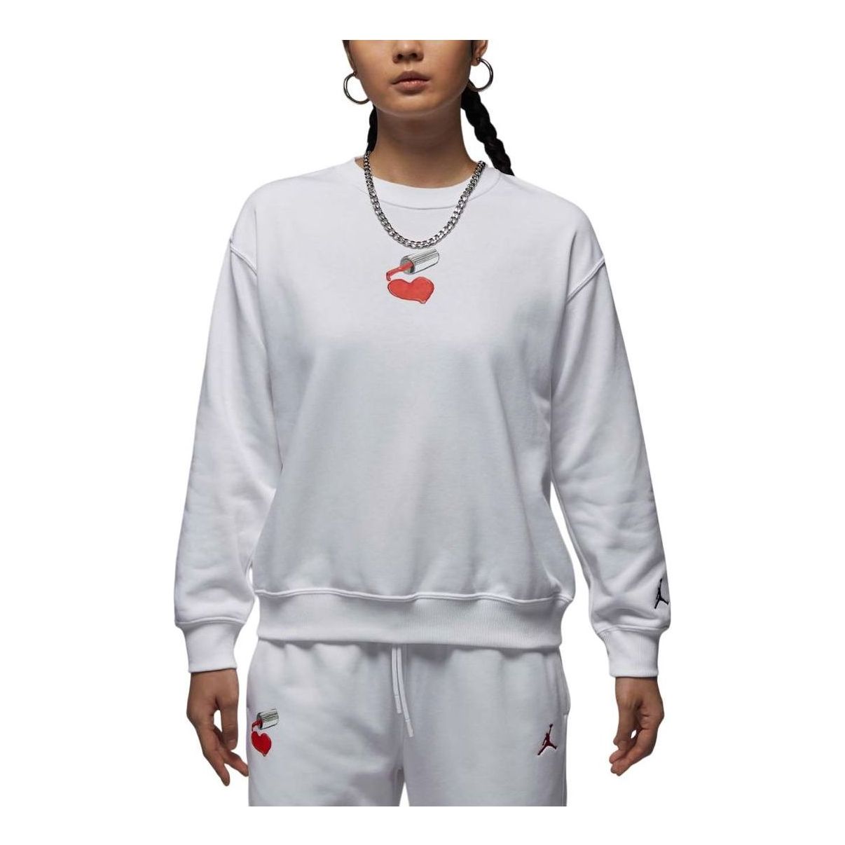 (WMNS) Air Jordan Brooklyn Fleece Crew Neck Sweatshirt Asia Sizing 'White' HV9371-100