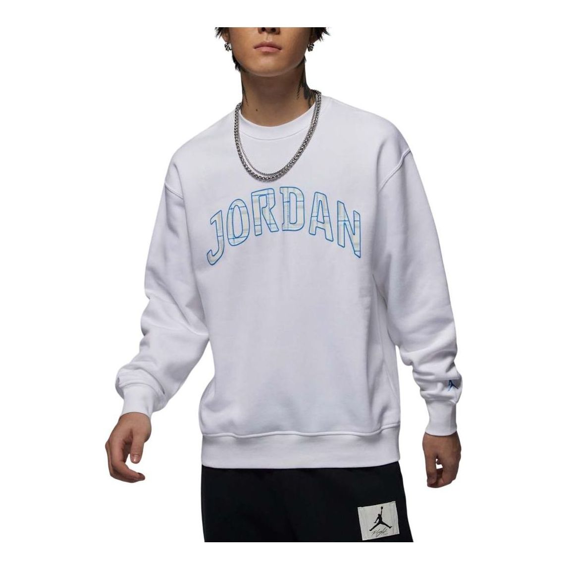Air Jordan Essentials Fleece Crew Neck Sweatshirt Asia Sizing 'White Legend Blue' FV7461-100