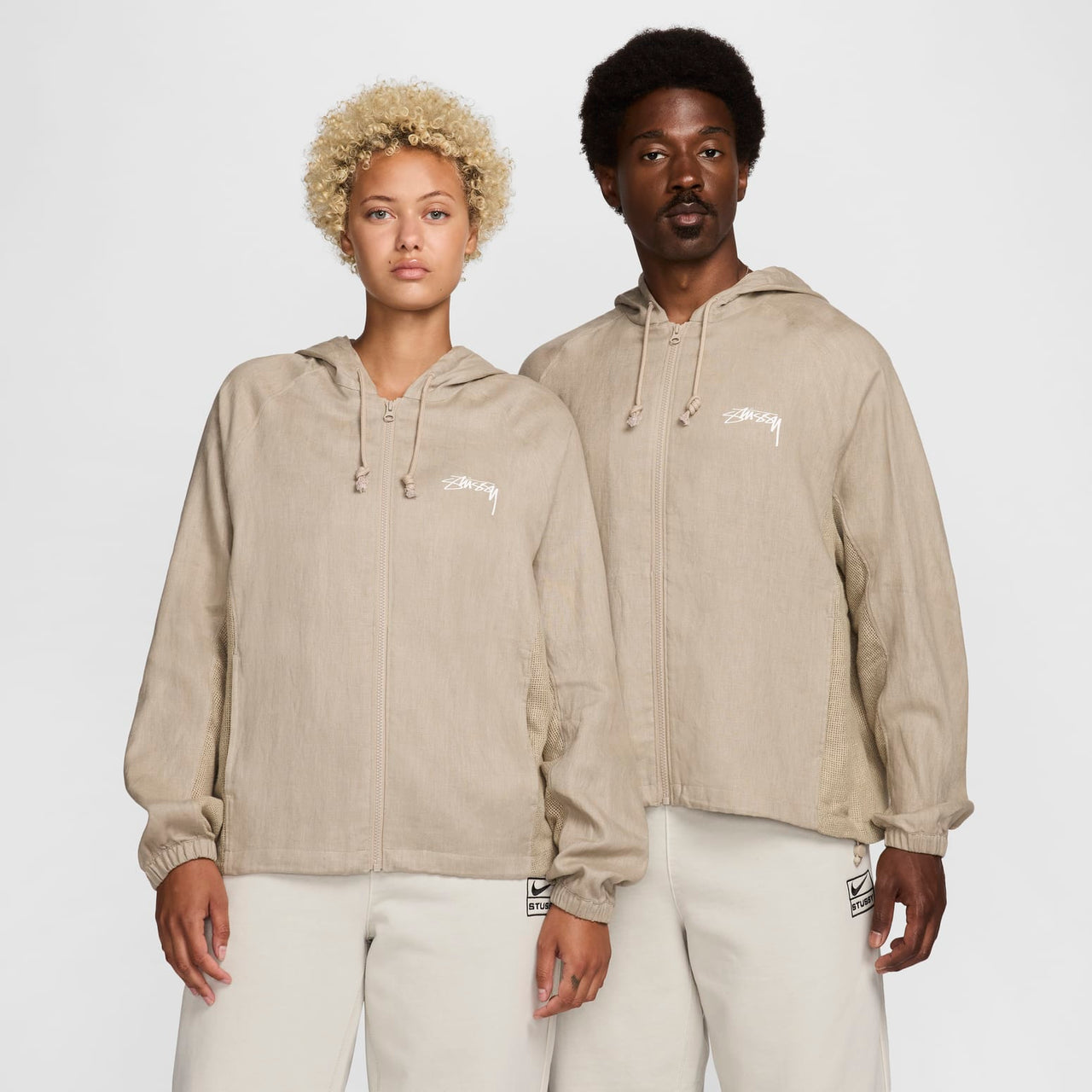 Nike x Stussy Linen Jacket Hoodie 'Beige White' FZ5751-263