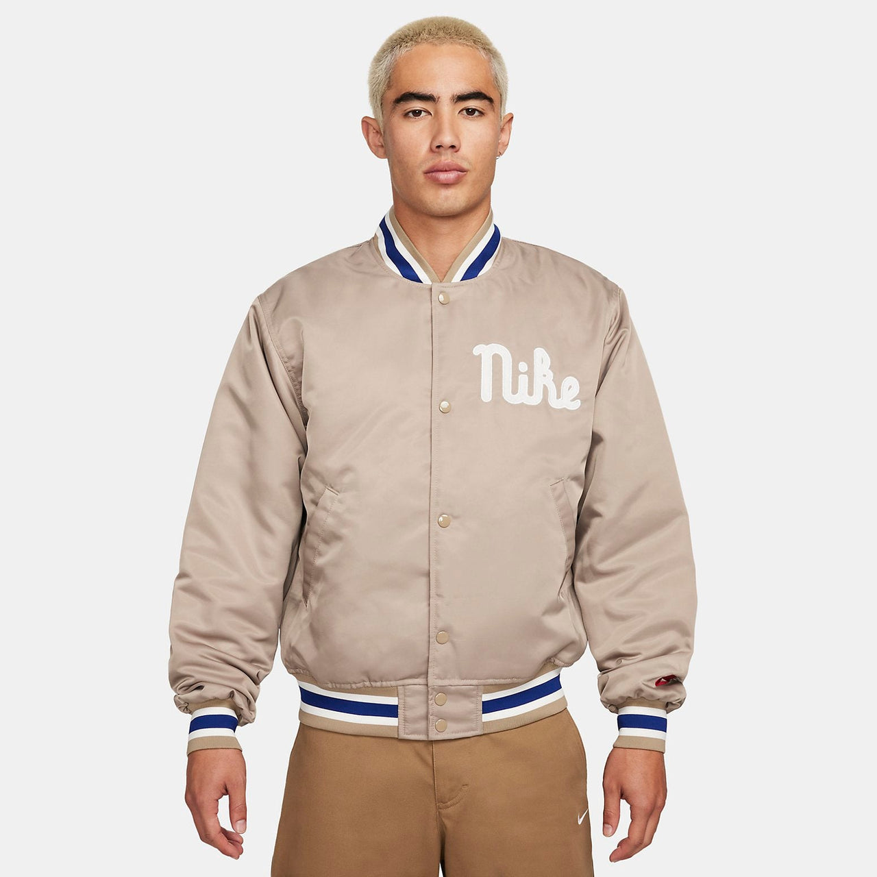 Nike Dugout Loose Satin Jacket Asia Sizing 'Khaki Sail' FQ7970-247
