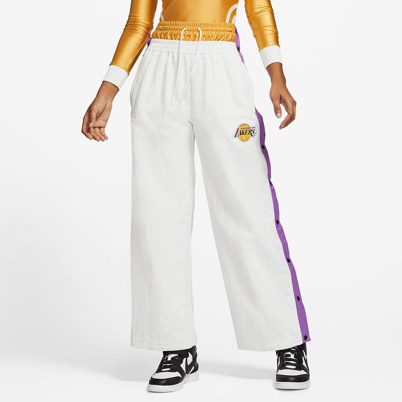 (WMNS) Nike x AMBUSH NBA Collection Tearaway Trousers 'Lakers - White' DB9570-121