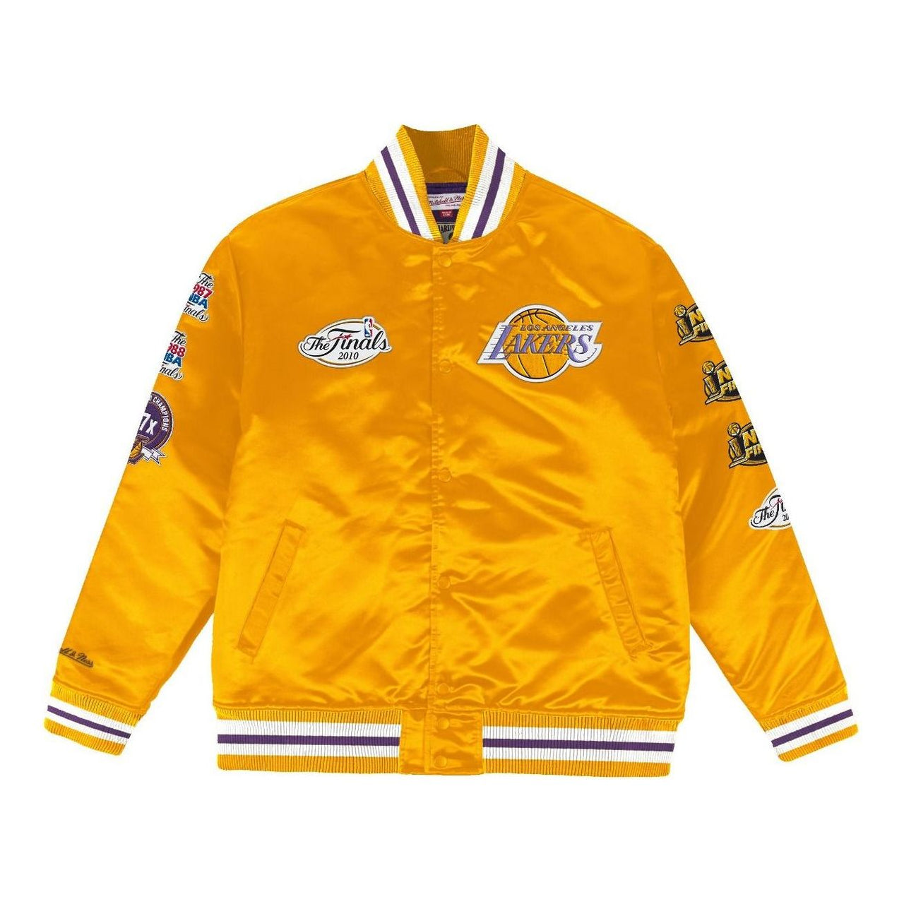 Mitchell & Ness NBA Champ City Satin Jacket Los Angeles Lakers 'Yellow' OJBF3232-LALYYPPPGOLD