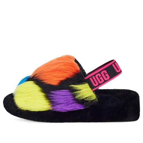 (WMNS) UGG Fluff Yeah Party Spots Slipper 'Black' 1125006-BLK