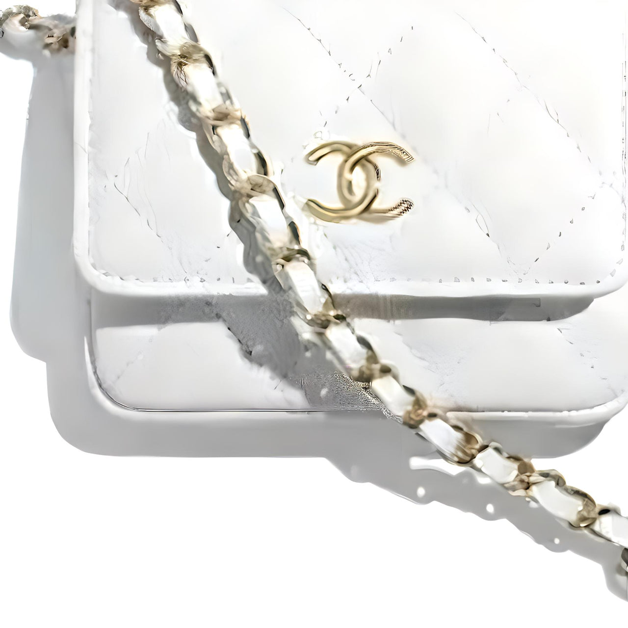 CHANEL 21K Winter Leather Fanny Pack Mini Women's White
