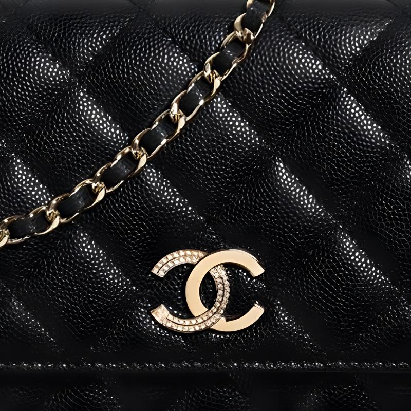 CHANEL WOC 24B Calfskin Shoulder Crossbody Bag Women's Black
