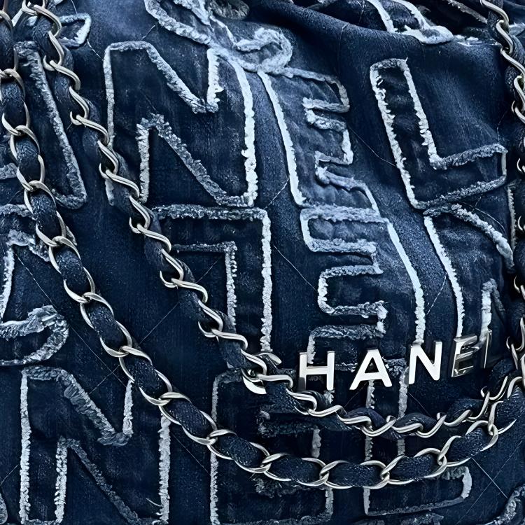 CHANEL 22Bag Denim Handbag Shoulder Bag Women's Blue