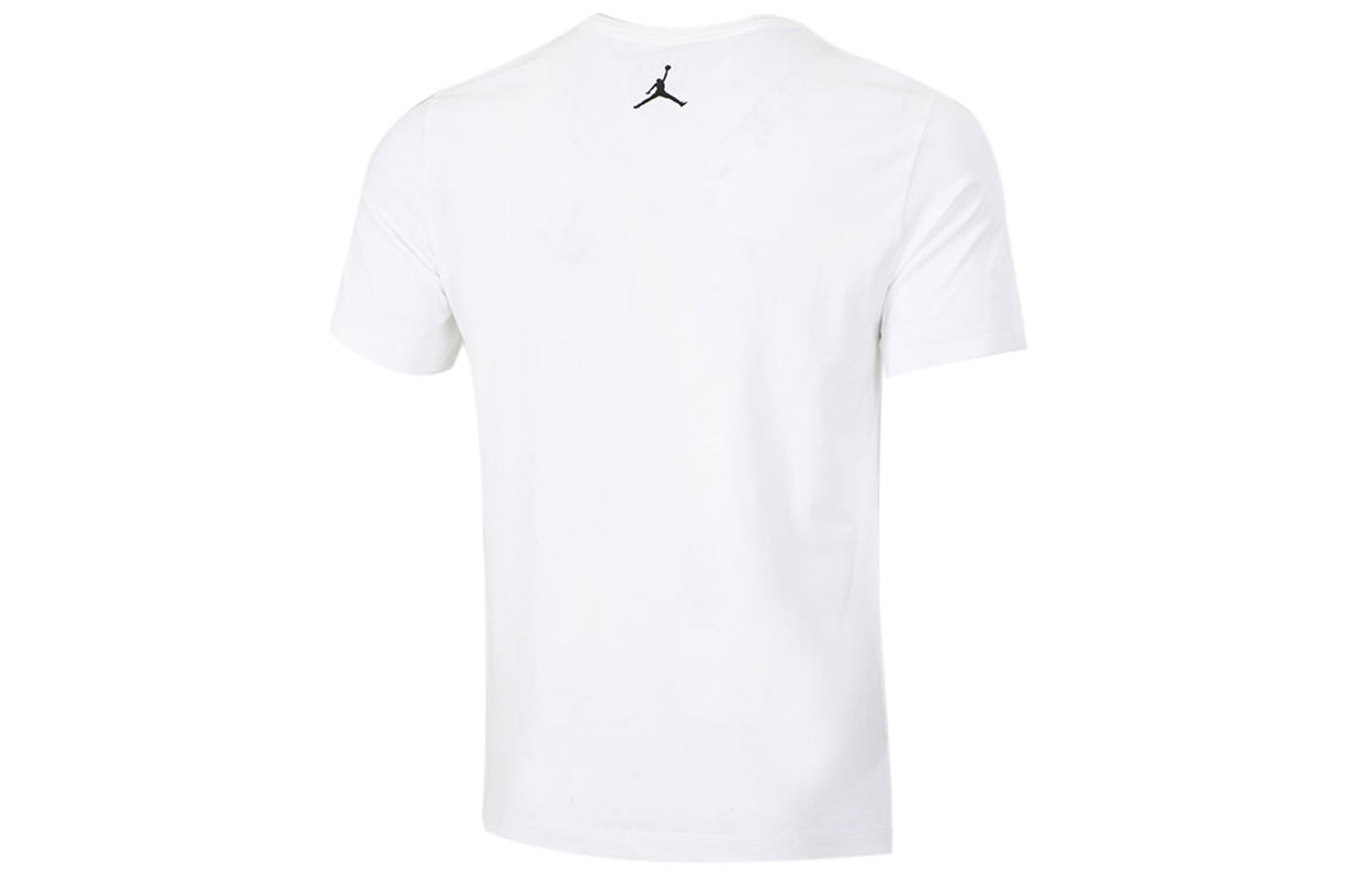 Air Jordan Running Training Casual Round Neck Cartoon Printing Short Sleeve White DO1927-100