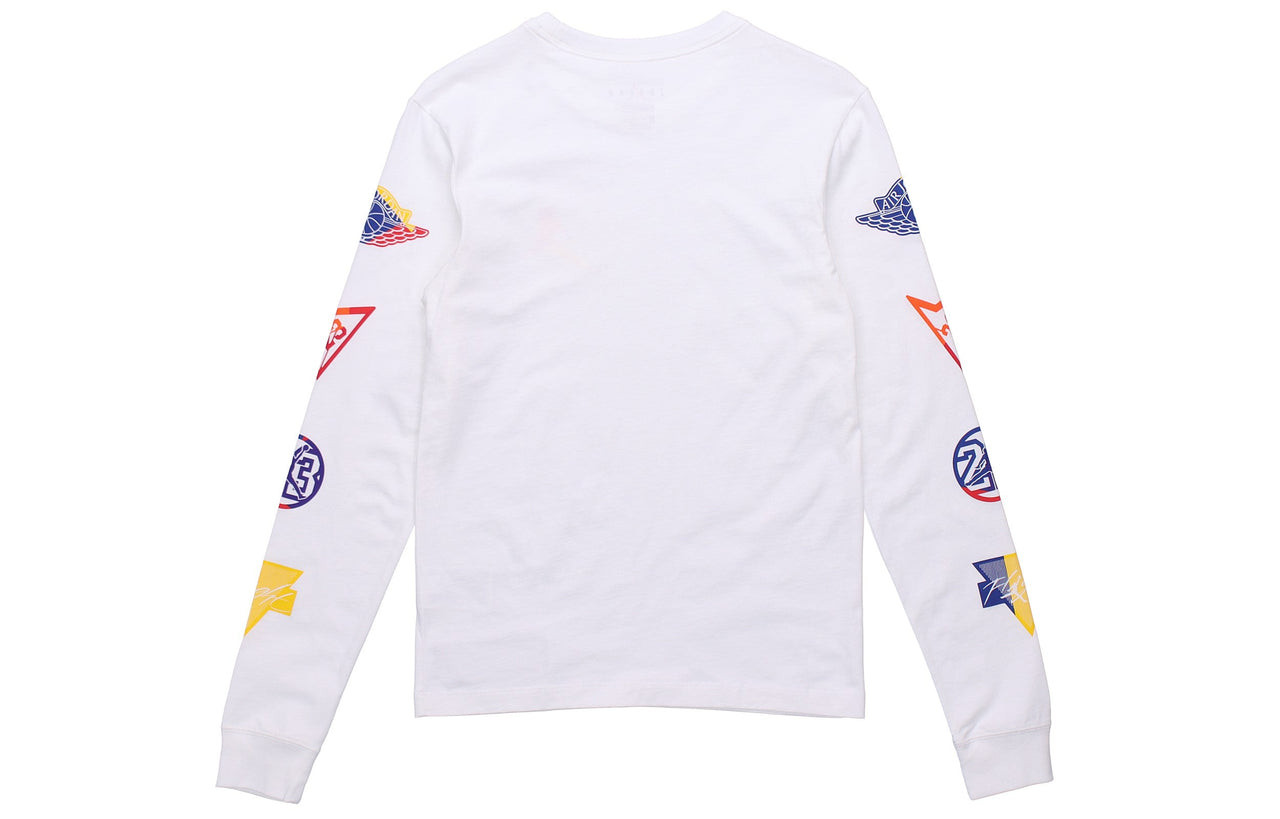 Men's Air Jordan Logo Printing Round Neck Pullover Long Sleeves White DA6763-100