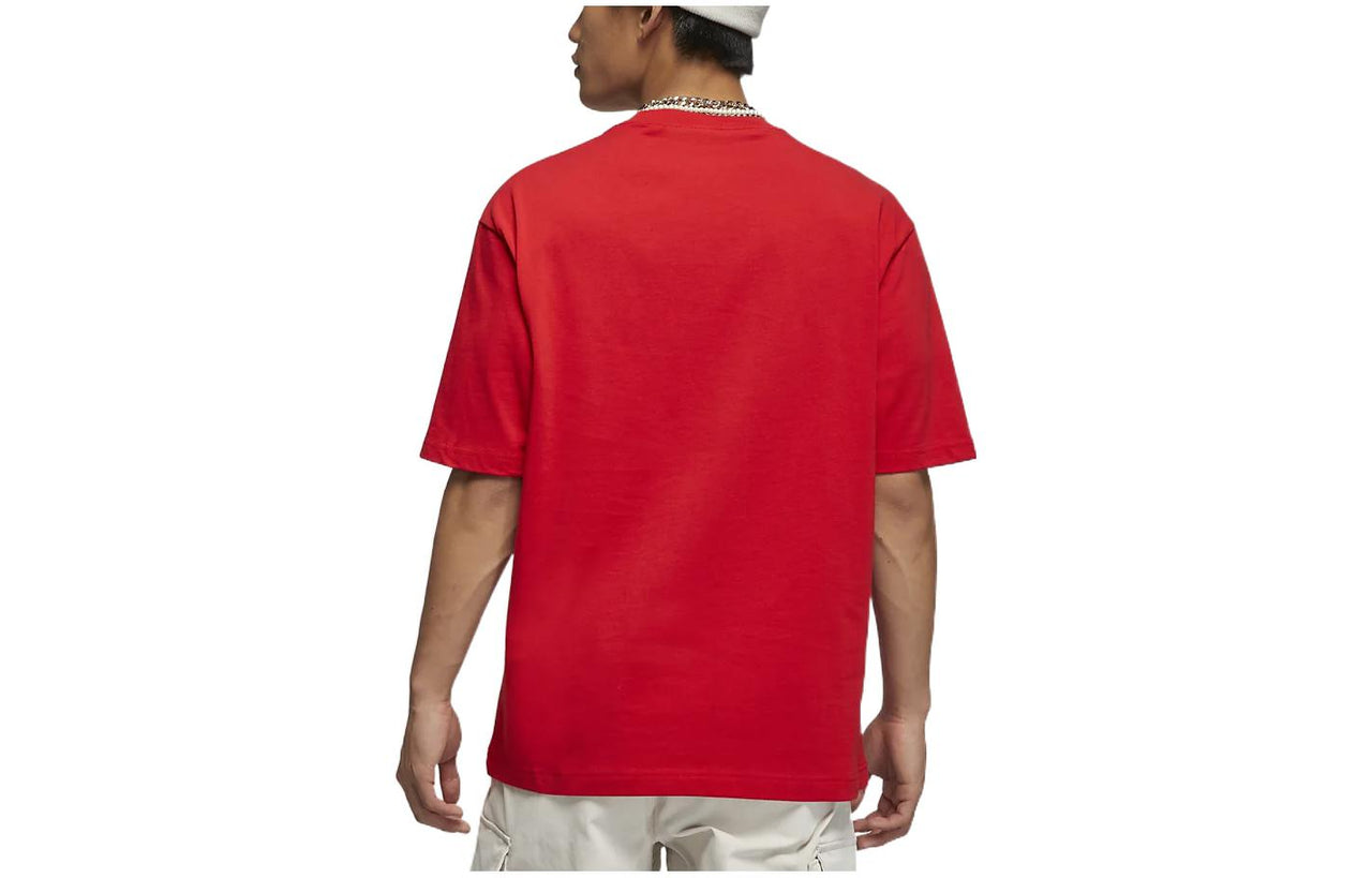 Air Jordan Solid Color Alphabet Round Neck Short Sleeve T-Shirt Men's Red DO6100-612