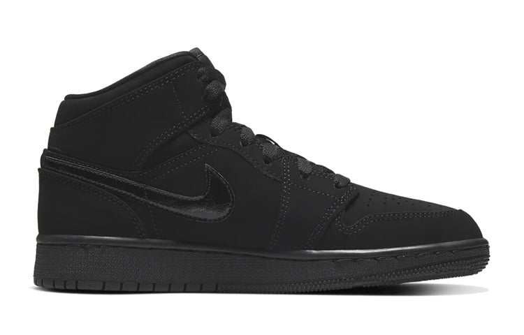 (GS) Air Jordan 1 Mid 'Triple Black' 554725-056