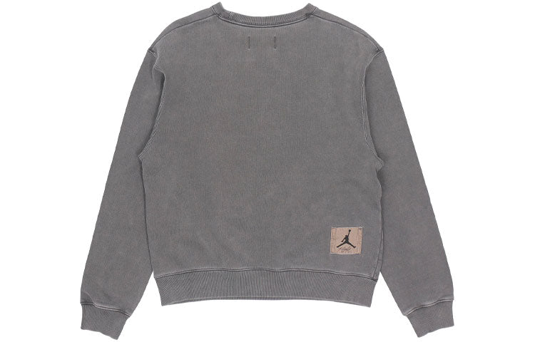 Men's Air Jordan As J Flt Hrtg Flc Crew Embroidered Logo Sports Knit Pullover Round Neck Autumn Dark Grey DO2308-010