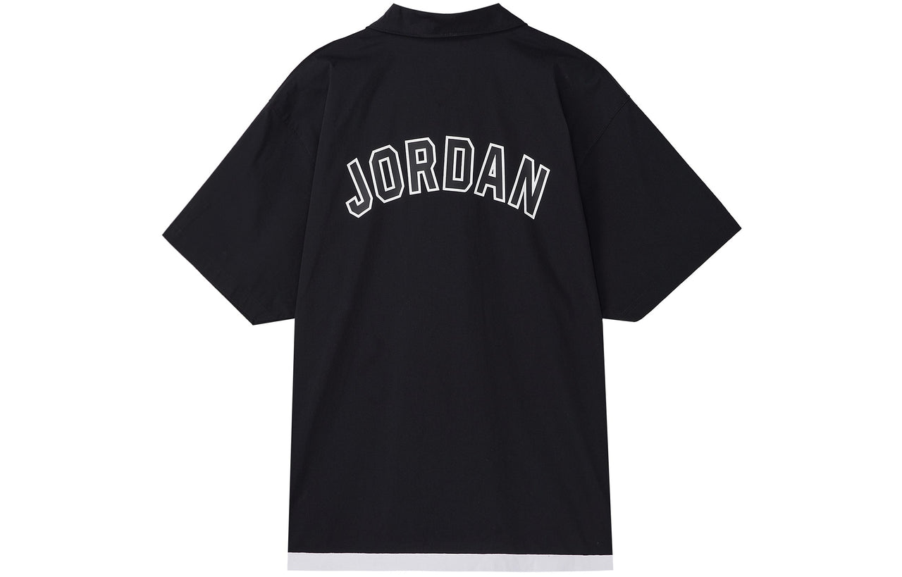 Men's Air Jordan Logo Embroidered Casual Short Sleeve Shirt Black DM1417-010