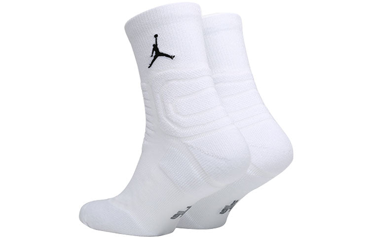 Air Jordan Ultimate Flight 2.0 Flying Man Logo Basketball Training Mid Tops Socks One Pair White SX5855-101