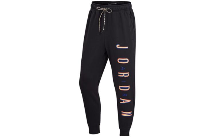 Men's Air Jordan Logo Printing Fleece Lined Stay Warm Drawstring Bundle Feet Sports Pants/Trousers/Joggers Black DN1465-010