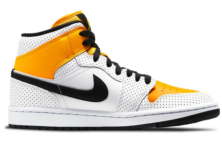 (WMNS) Air Jordan 1 Mid 'Perforated - White University Gold' BQ6472-107