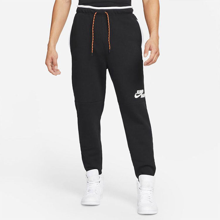 Men's Air Jordan Logo Printing Knit Fleece Lined Stay Warm Bundle Feet Sports Pants/Trousers/Joggers Black DJ0261-010