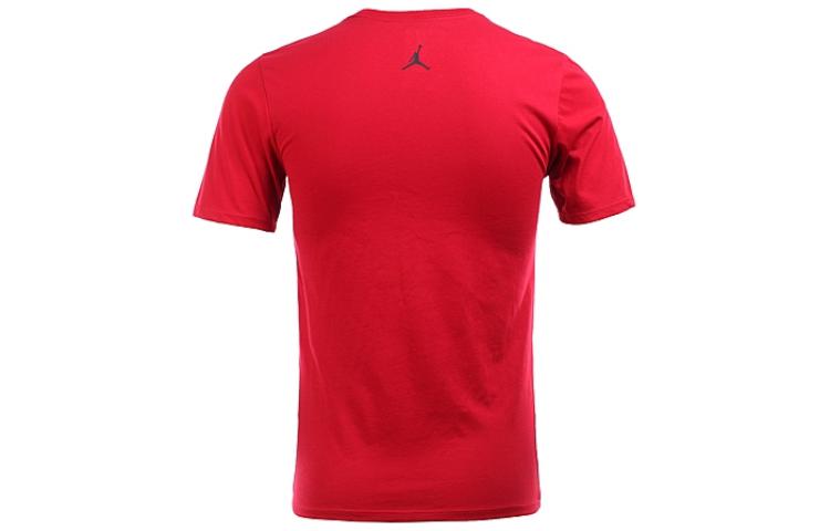 Men's Air Jordan Solid Color Logo Casual Round Neck Short Sleeve Red T-Shirt 801055-687