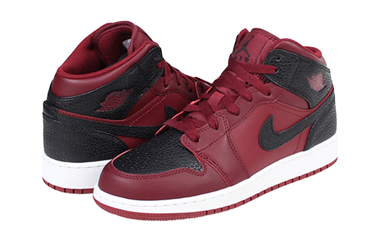 (GS) Air Jordan 1 Retro Mid 'Team Red Black' 554725-601