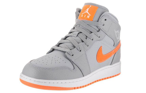 (GS) Air Jordan 1 Mid Wolf Grey Bright Citrus 'Grey' 554725-008