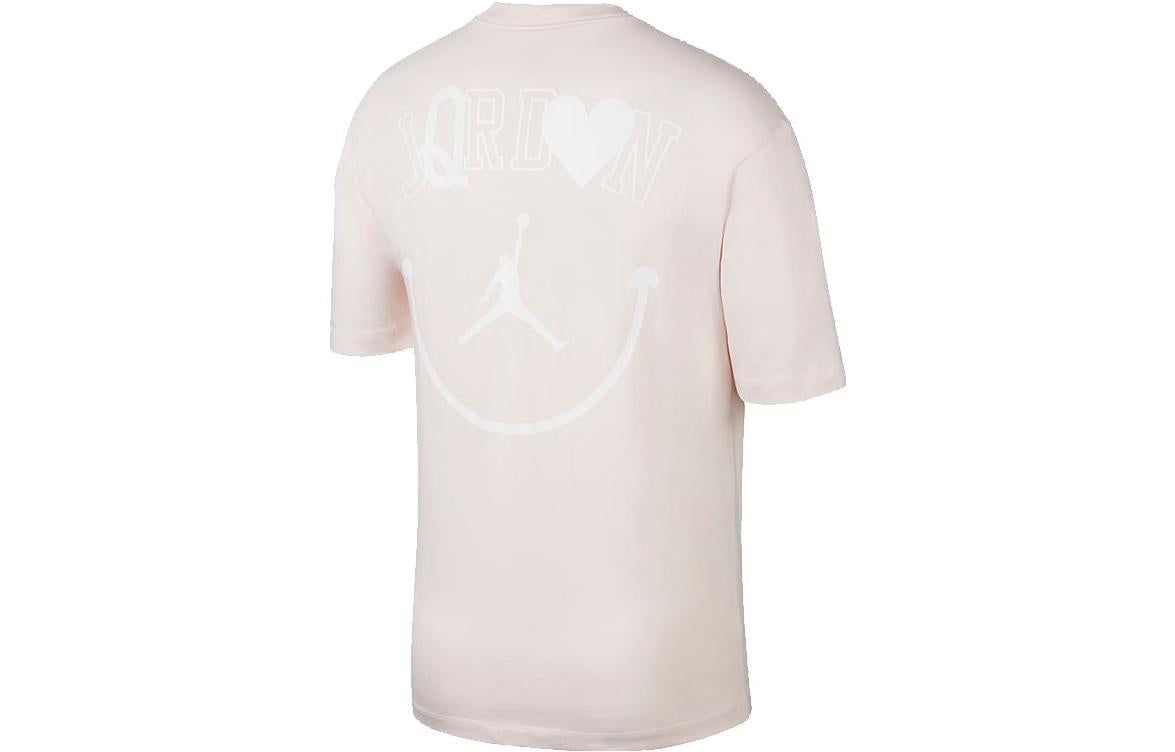 Air Jordan Alphabet Printing Round Neck Pullover Short Sleeve Pink DZ7637-640