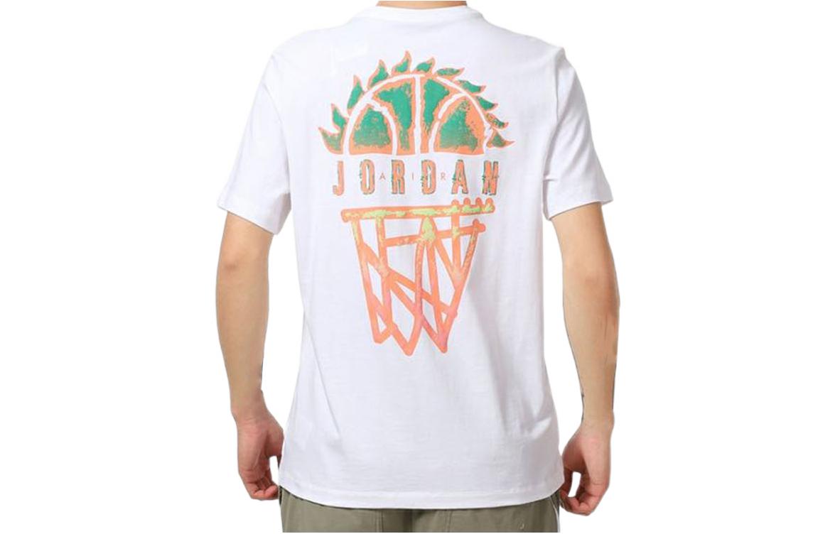 Air Jordan DNA Logo Geometry Pattern Printing Round Neck Short Sleeve White DQ8643-100