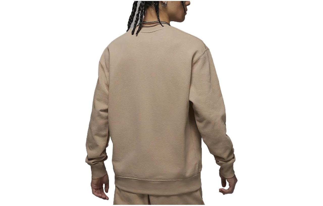 Air Jordan Solid Color Label Round Neck Pullover Long Sleeves Hoodie Men's Desert Yellow FB3910-277