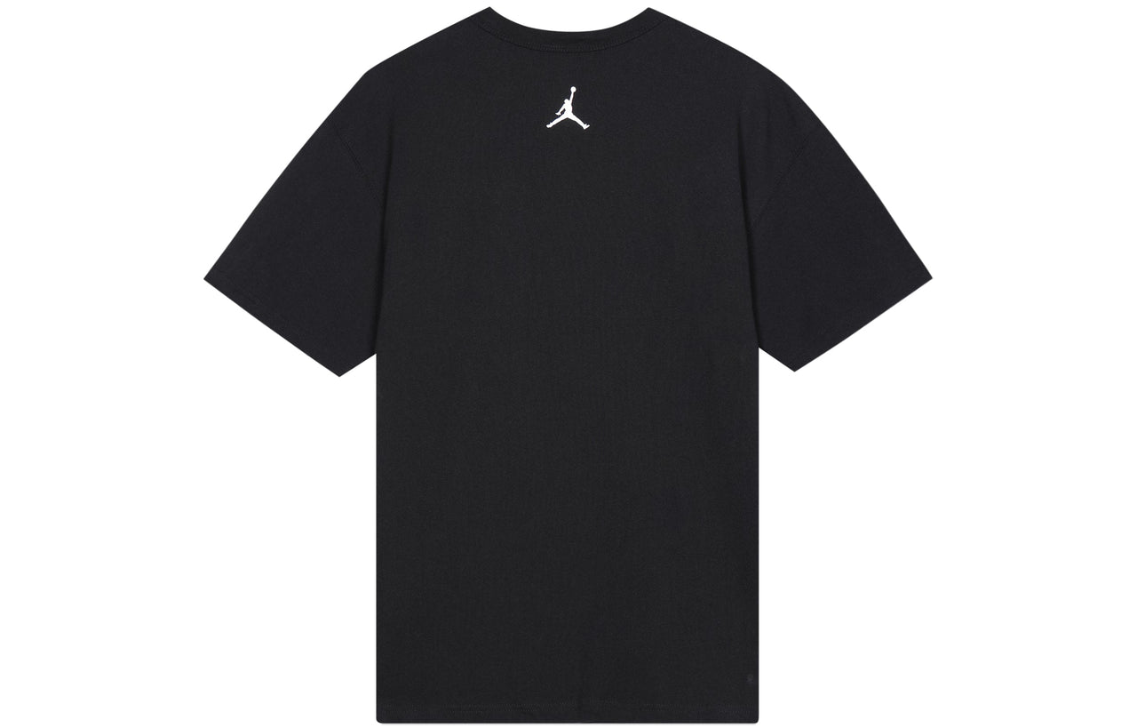 Men's Air Jordan 1 Pocket Shoes Embroidered Round Neck Short Sleeve Black T-Shirt DO1928-010