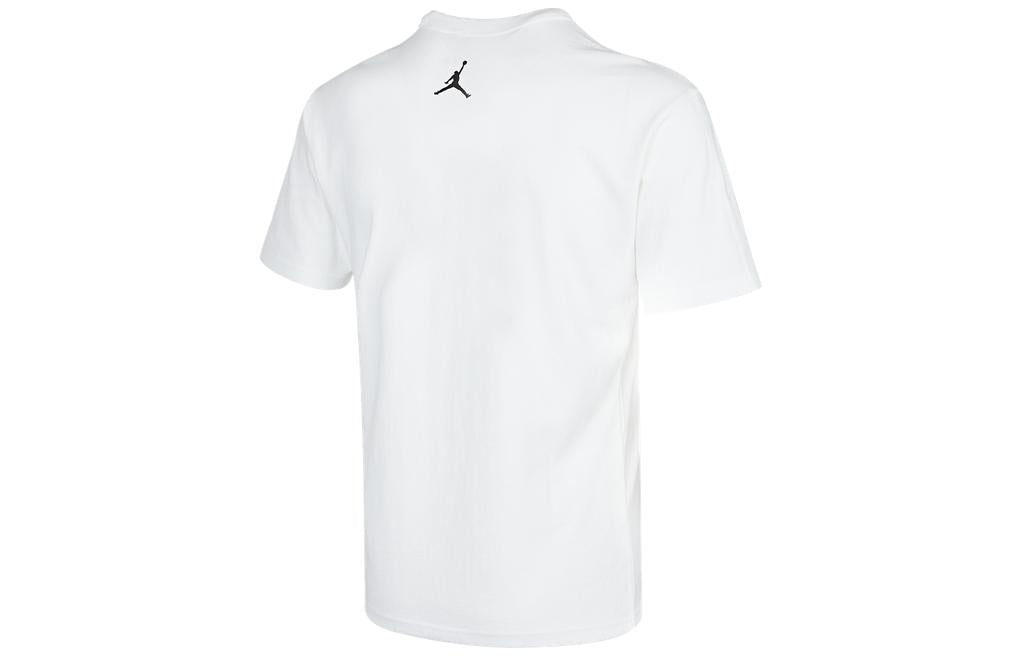 Men's Air Jordan Pocket Shoes Embroidered Solid Color Round Neck Short Sleeve White T-Shirt DO1928-100