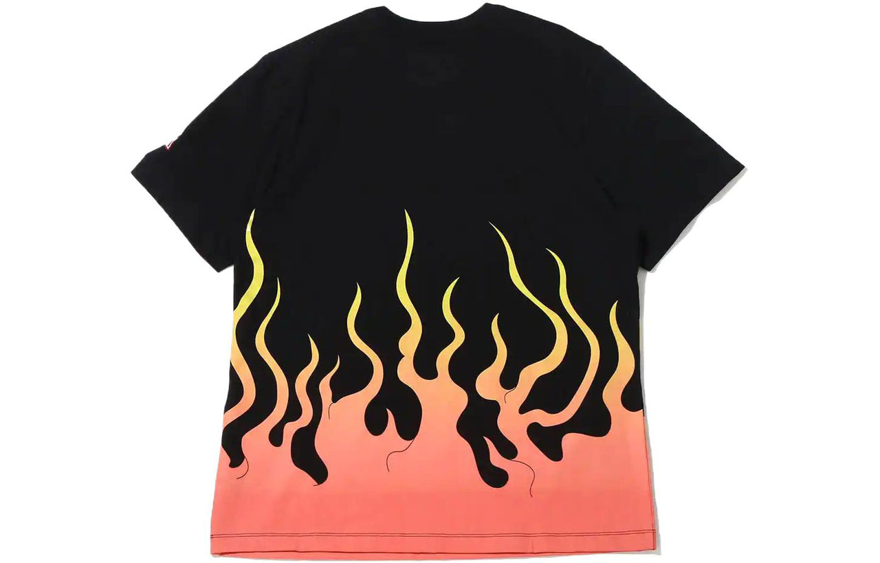 Men's Air Jordan Brand x Hachimura Rui Crossover Flame Logo Printing Short Sleeve Asia Edition Black T-Shirt DV3132-010