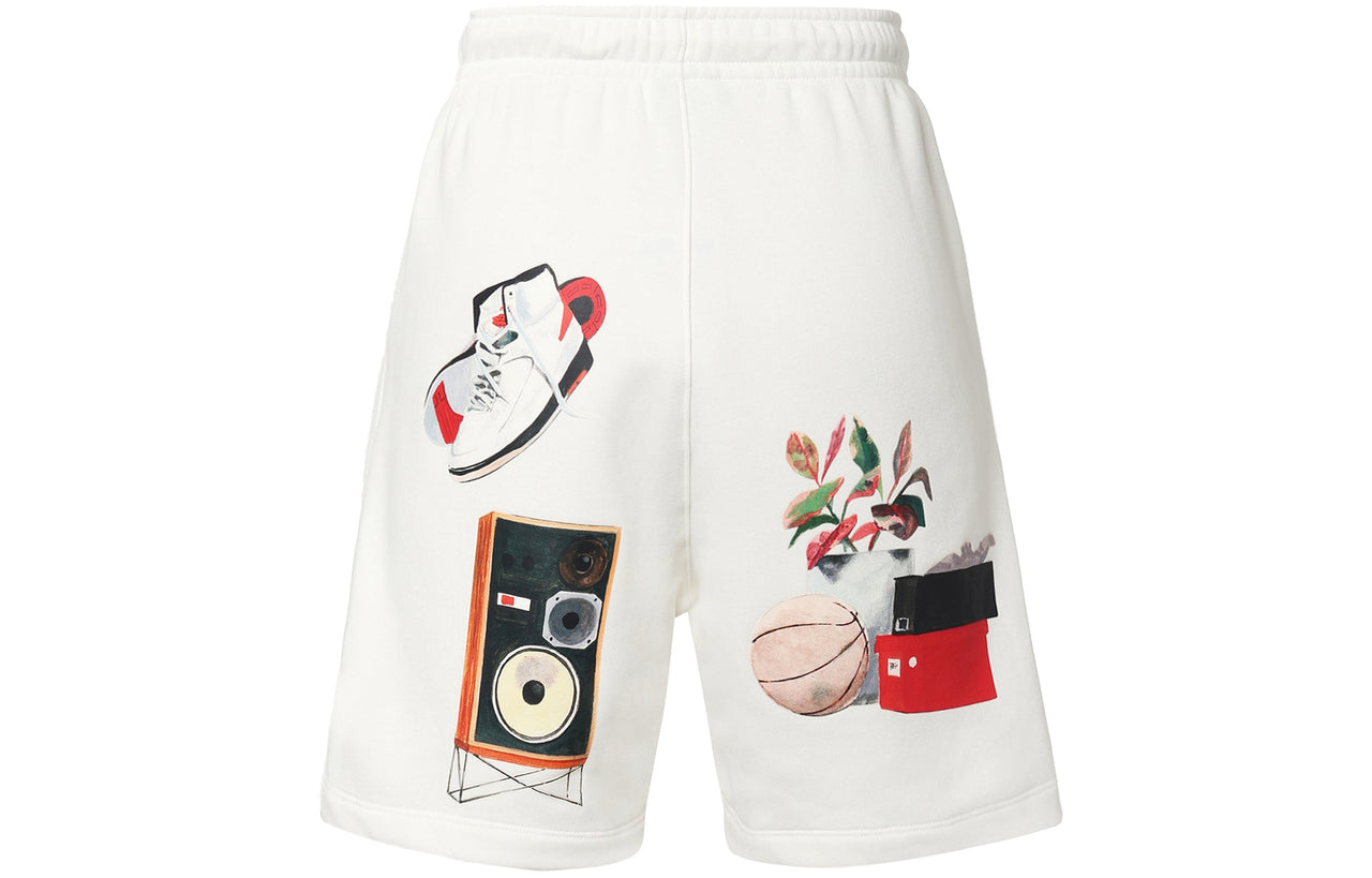 Men's Air Jordan Fit Funny Pattern Printing Drawstring Lacing Straight Shorts White DQ7543-133