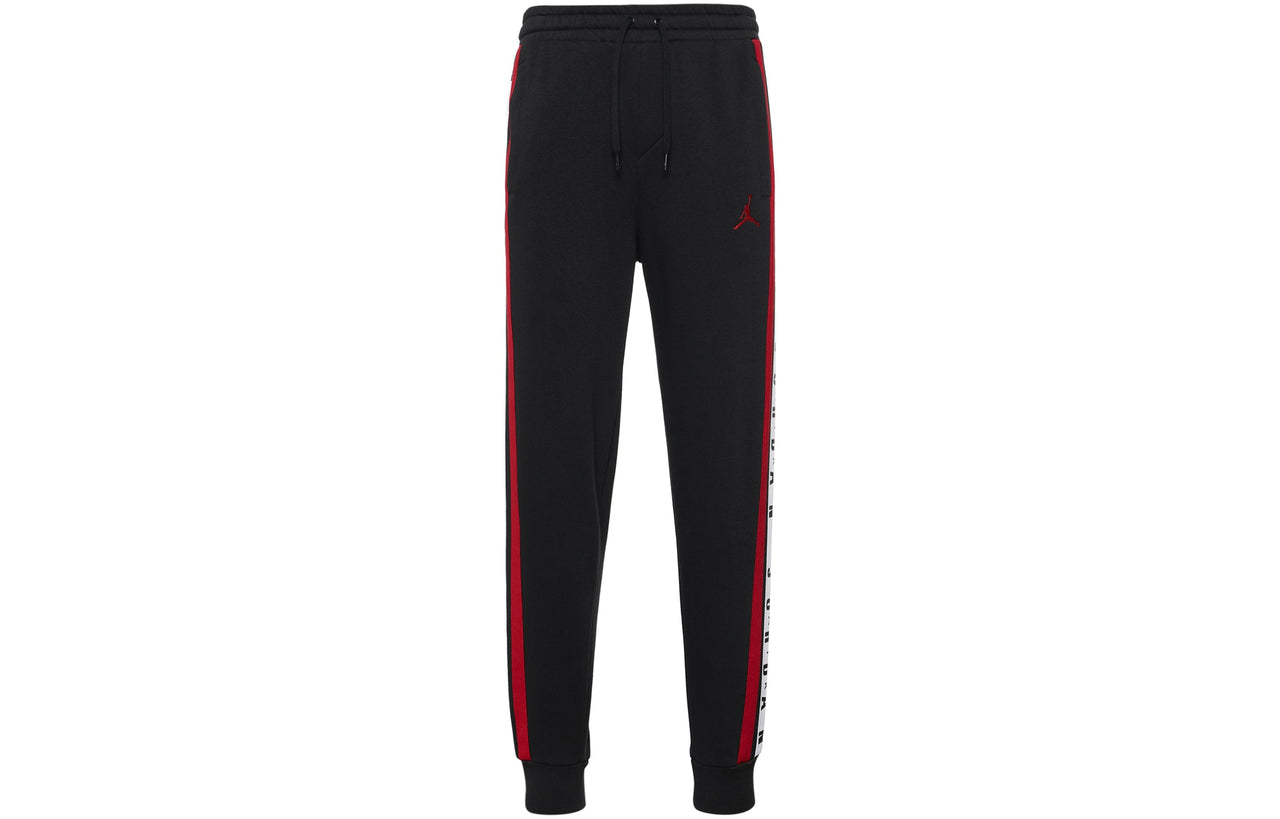 Air Jordan Logo Splicing Fleece Lined Stay Warm Bundle Feet Sweatpants Winter Men's Black DD2329-010