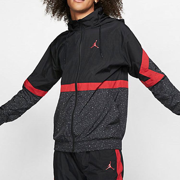 Air Jordan Sports Windproof Hooded Jacket Black Red CZ2495-010