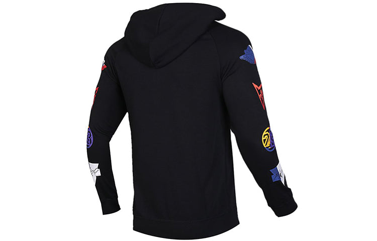 Air Jordan Colorful Logo Zipper Hooded Jacket Black CJ7880-010