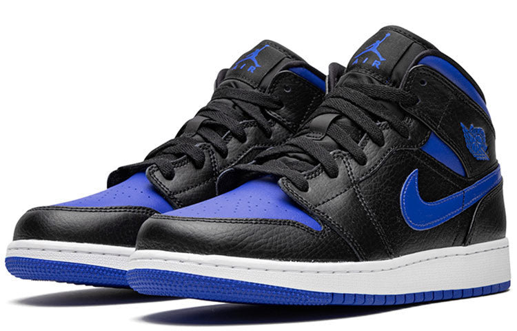 (GS) Air Jordan 1 Mid 'Black Hyper Royal' 554725-068